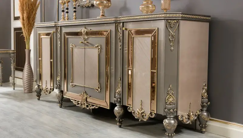 Emirgan Console Et Miroir Gris Avant-gardistes - 2