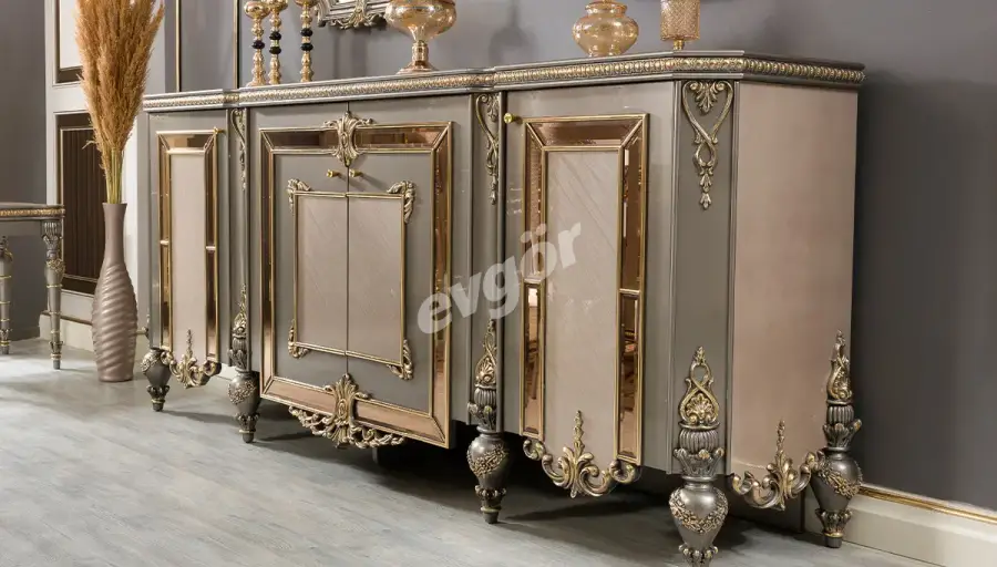 Emirgan Console Et Miroir Gris Avant-gardistes - 2