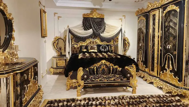 Kamelya Siyah Klasik Yatak Odası - 1