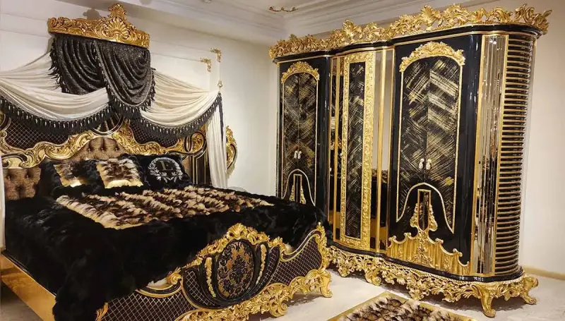 Kamelya Siyah Klasik Yatak Odası - 6