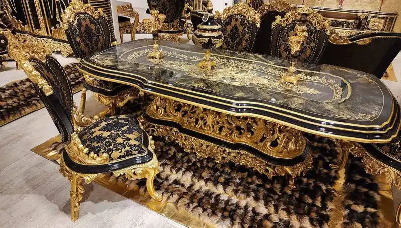 Kamelya Siyah Klasik Yemek Odası - 3