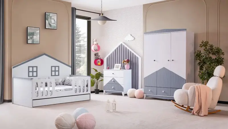 Kelebek Chambre D'enfants Grise - 1