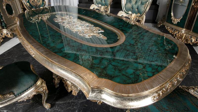 Lapseki Yeşil Klasik Yemek Masası