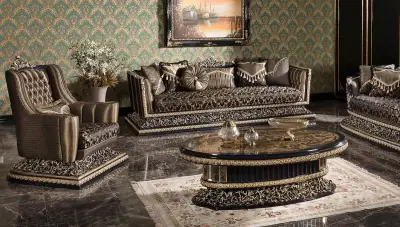 Mahaçkale Siyah Klasik Koltuk Takımı - 2