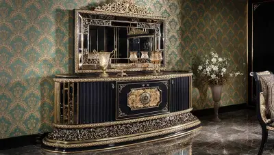 Mahaçkale Siyah Klasik Konsol + Ayna 