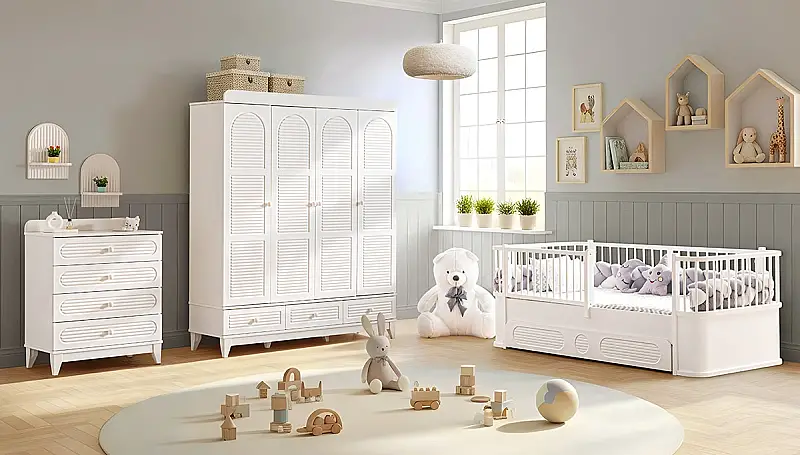 Chambre Enfant Montessori Miya Blanc - 3