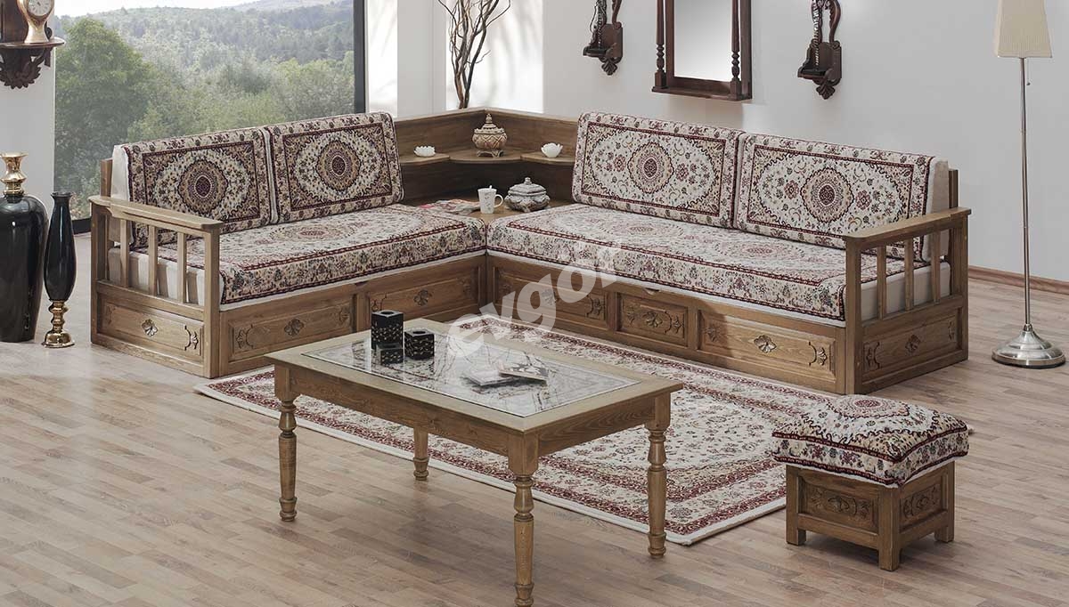 Motif Carved Wooden Oriental Ensemble de coin - 1