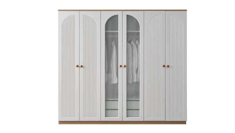 Nalan Armoire moderne (4 Portes Peintes + 2 Portes Vitrées)