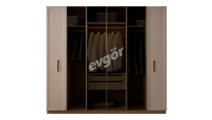 Novara Modern Gardırop (2 Boyalı+ 4 Alüminyum Kapak)