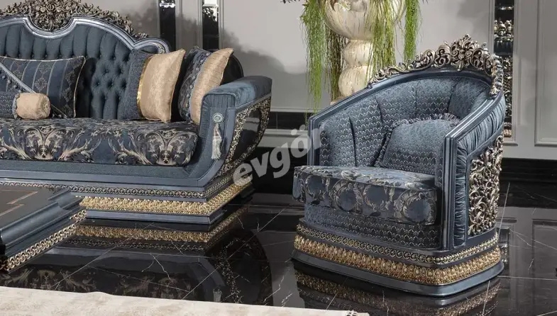 Piraye Mavi Klasik Berjer - 1