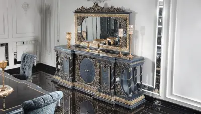 Piraye Mavi Klasik Yemek Odası - 4