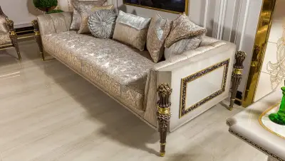 Truva Krem Lüks Koltuk Takımı - 3