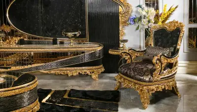 Royal Siyah Klasik Koltuk Takımı - 4