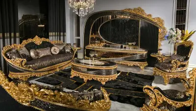 Royal Siyah Klasik Koltuk Takımı - 1