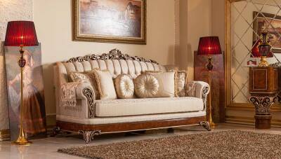 Safir Ceviz Klasik Üçlü Koltuk