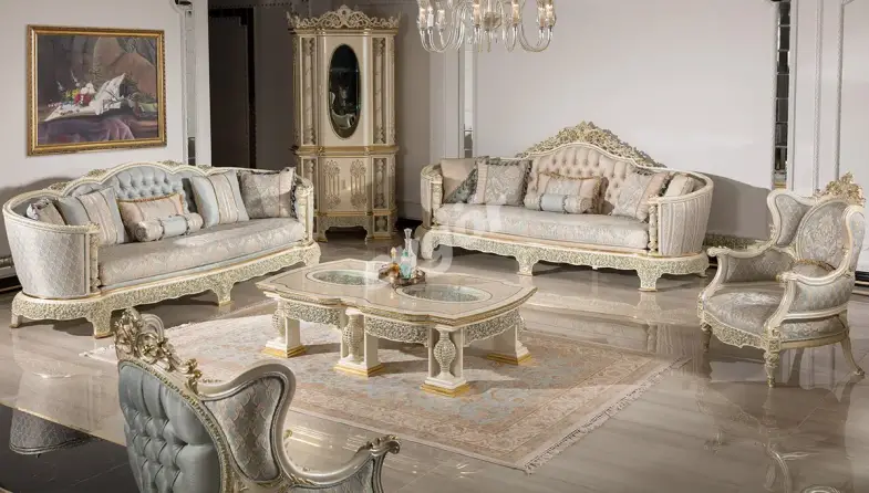 Şahmaran Beyaz Klasik Koltuk Takımı - 1