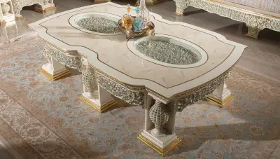 Şahmaran Beyaz Klasik Koltuk Takımı - 7