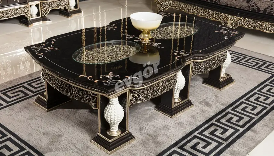 Şahmaran Siyah Klasik Orta Sehpa - 1