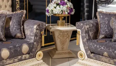 Saraylı Krem Klasik Koltuk Takımı - 5