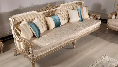 Selçuklu Krem Klasik Koltuk Takımı - 4