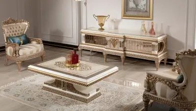 Selçuklu Krem Klasik Koltuk Takımı - 2