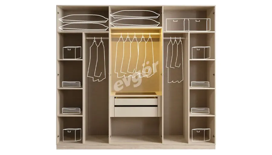 Seren Modern Gardırop (2 Boyalı+ 4 Alüminyum Kapak) - 3