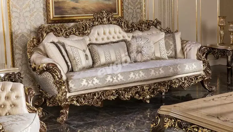 Süleyman Şah Kahverengi Klasik Üçlü Koltuk - 2