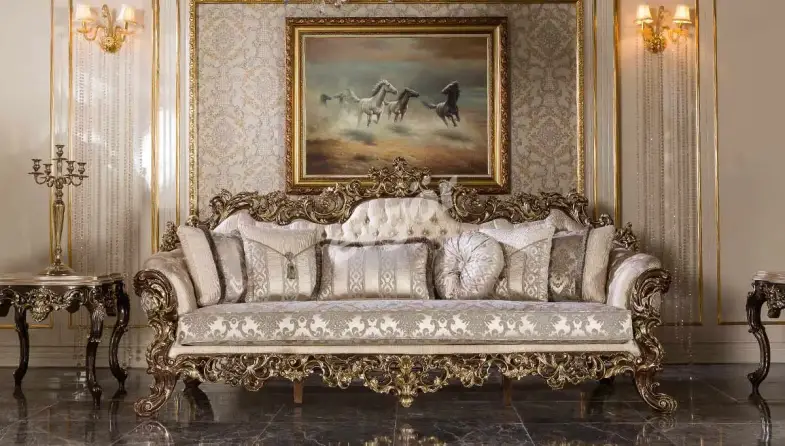 Süleyman Şah Kahverengi Klasik Üçlü Koltuk - 1