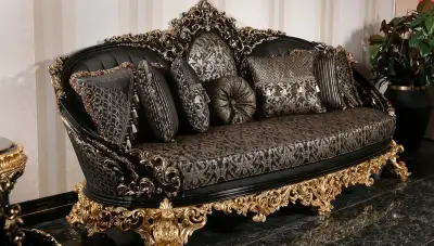 Tandiya Siyah Klasik Üçlü Koltuk - 2