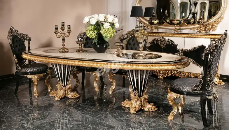 Tandiya Siyah Klasik Yemek Masası - 2