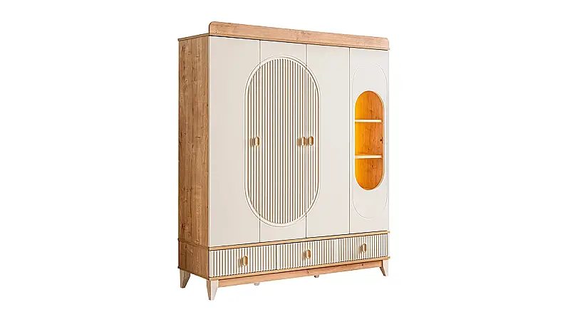 Armoire 4 Portes en Chêne Vanille