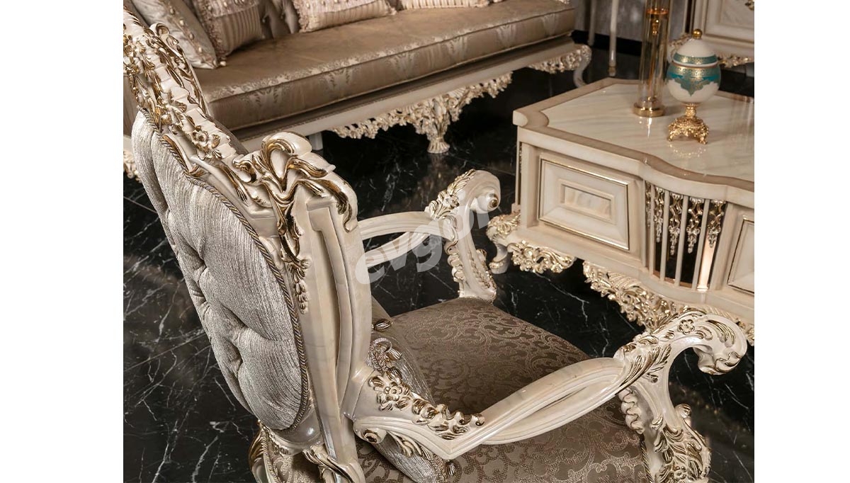 Zarafet Beyaz Klasik Koltuk Takımı - 4