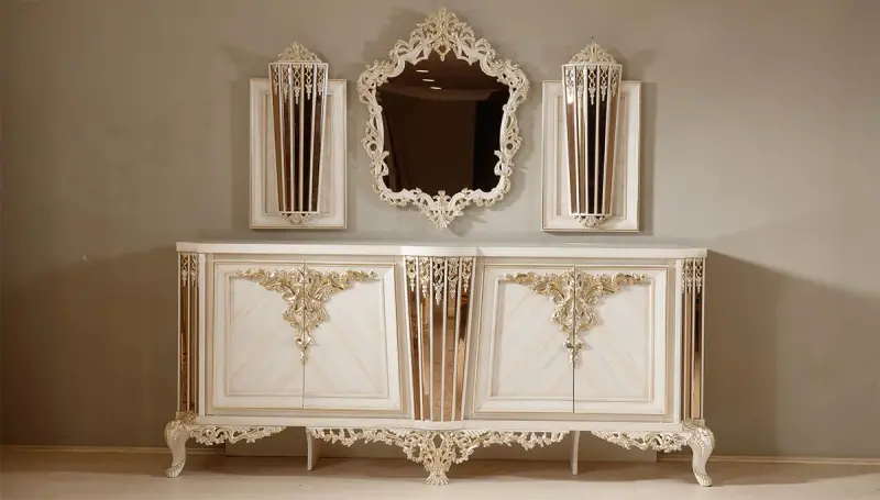Zarafet Beyaz Klasik Konsol + Ayna 