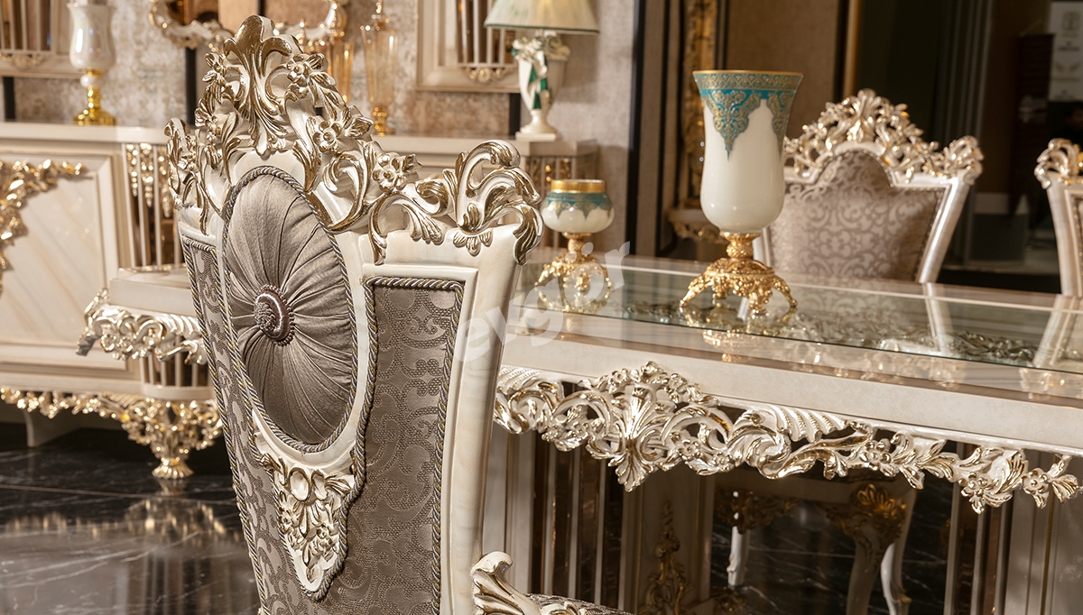 Zarafet Beyaz Klasik Yemek Odası - 4