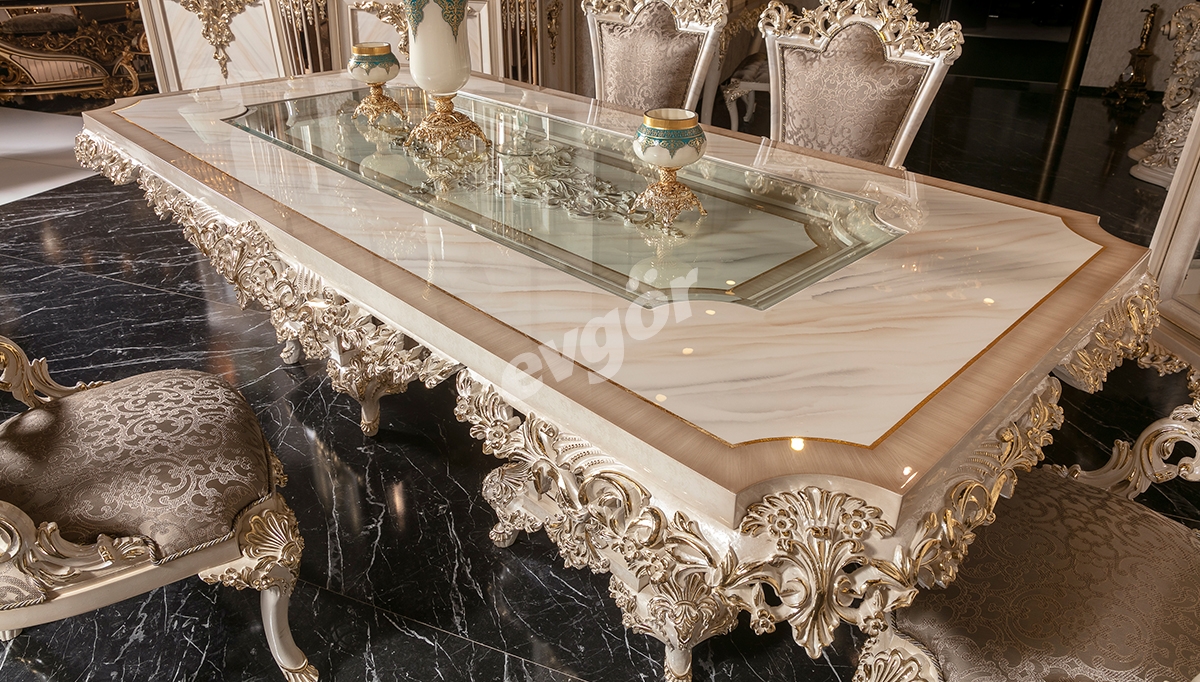 Zarafet Beyaz Klasik Yemek Odası - 5