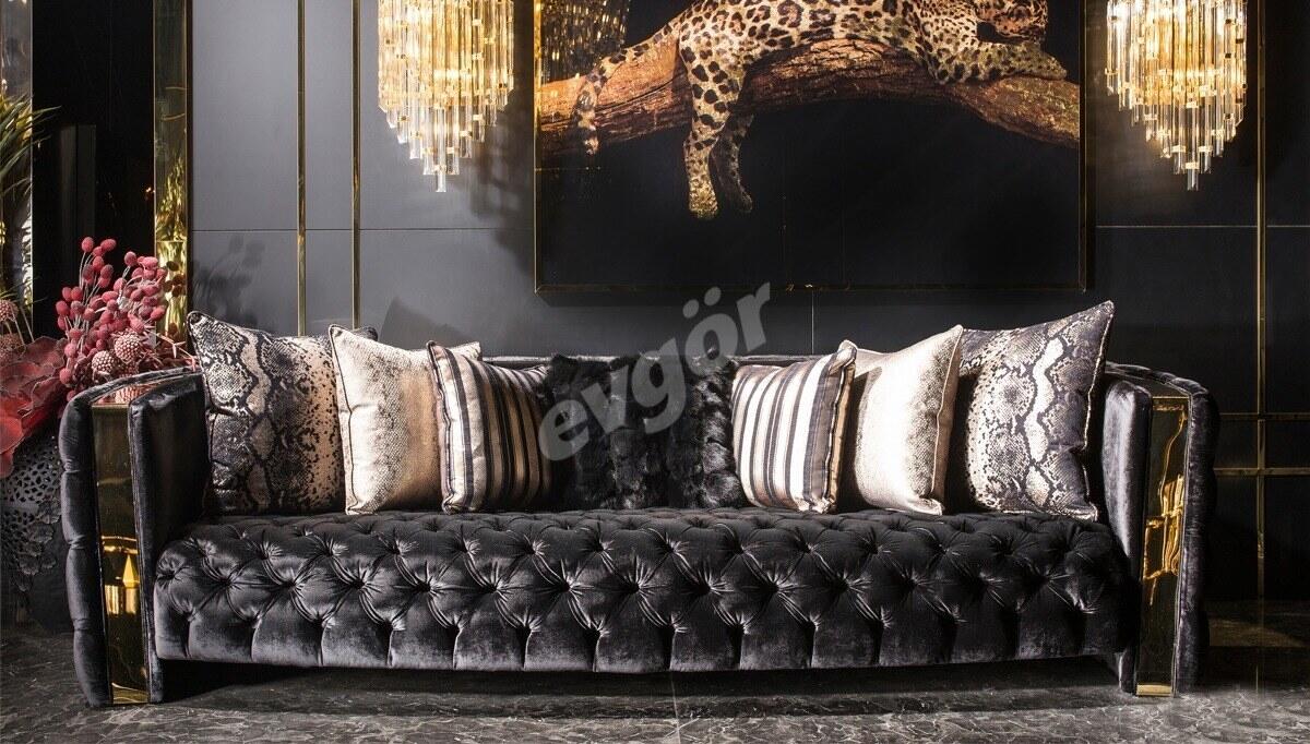 Henna Luxury Metal Sofa Set - Thumbnail