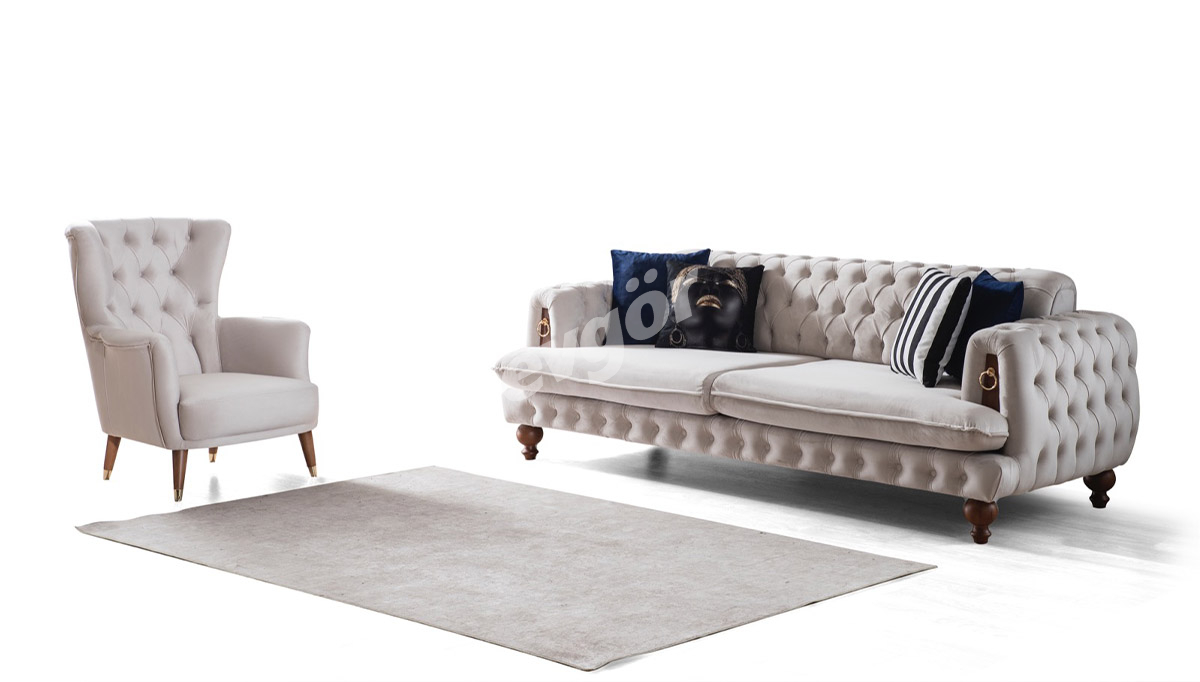 Hermes Krem Sofa Set