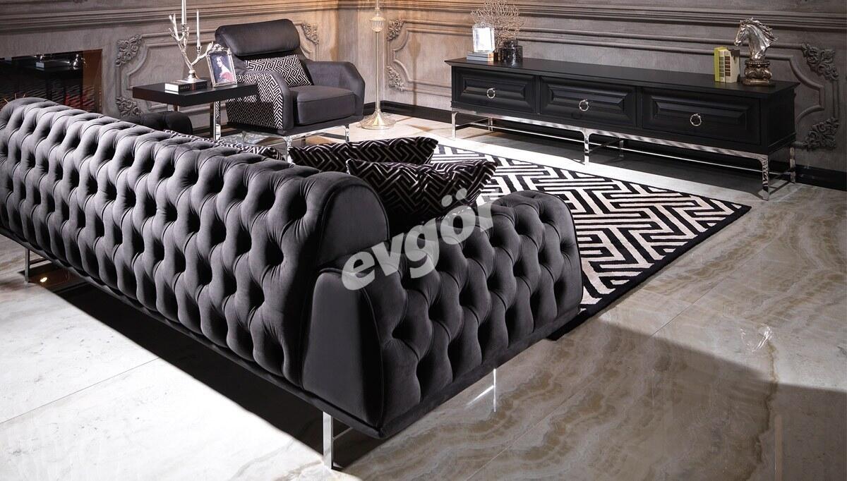 Hisar Black Metal Sofa Set
