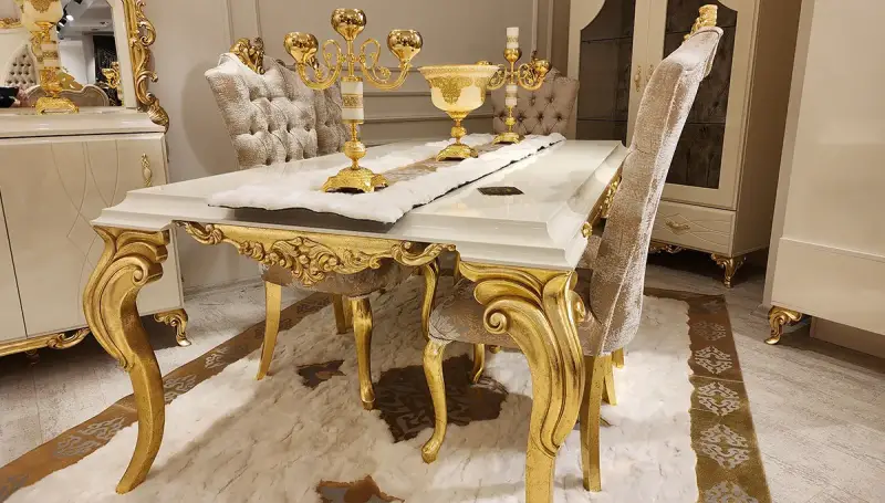 İnci Krem Klasik Salon Takımı - 8