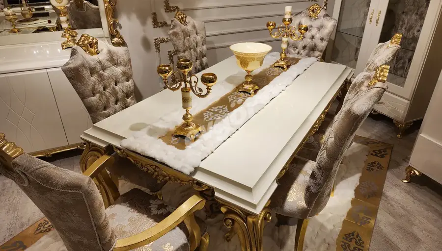 İnci Krem Klasik Salon Takımı - 10