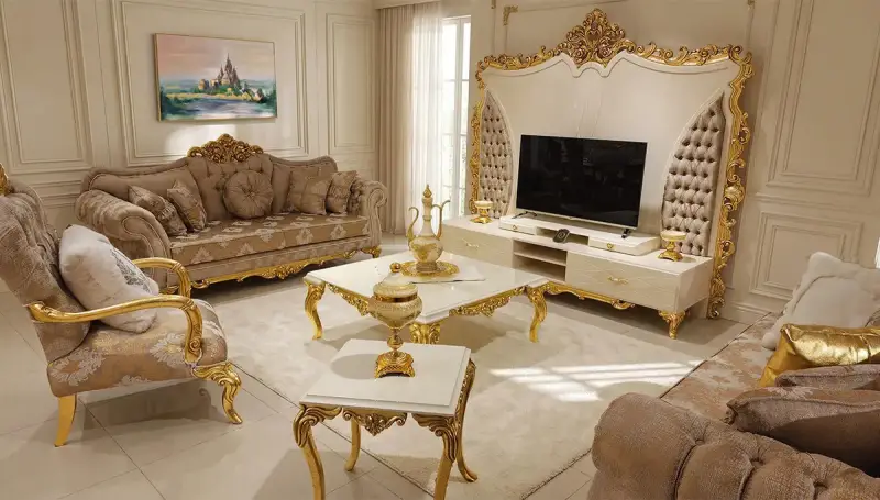 İnci Krem Klasik Salon Takımı (Hemen Teslim)