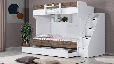 سرير بطابقين من خشب الجوز من Kardelin - Thumbnail