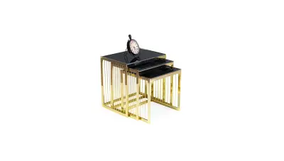 Kavit table basse gigogne dorée en métal