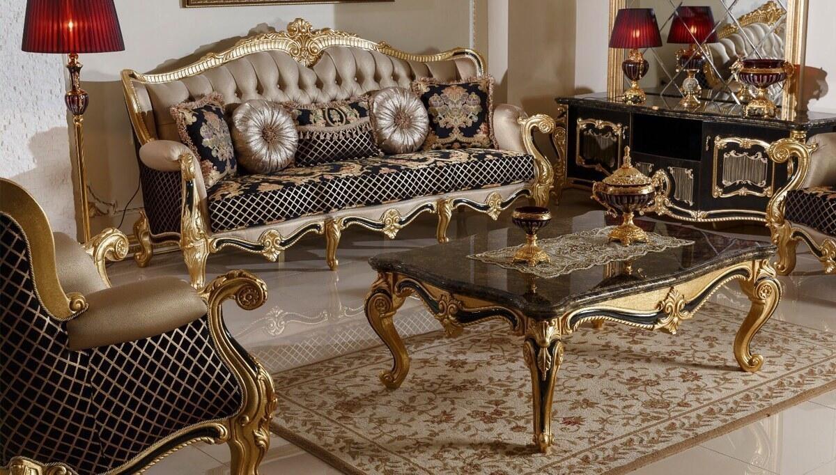 Kayihan Black Classic Sofa Set