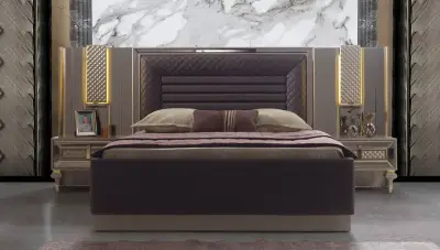 Leda Kahverengi Lüks Yatak Odası - Thumbnail