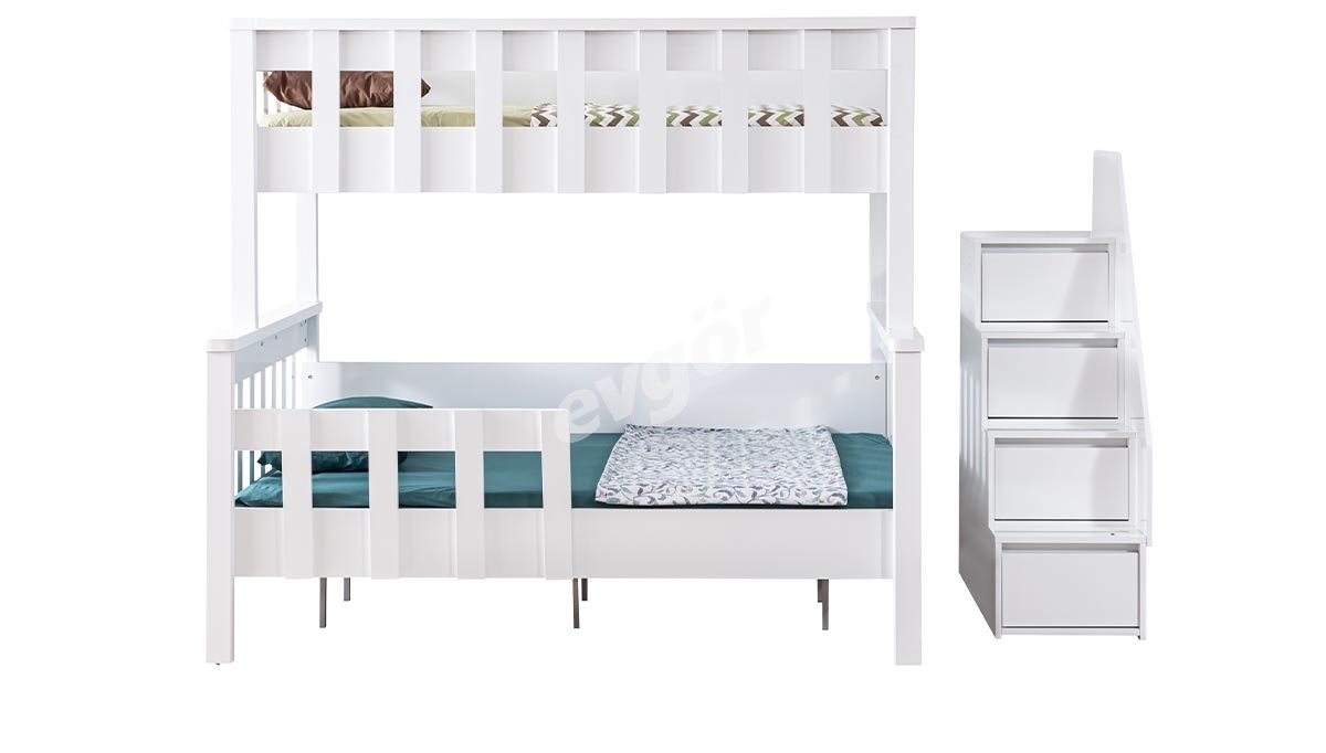 سرير بطابقين أبيض من Letona - Thumbnail