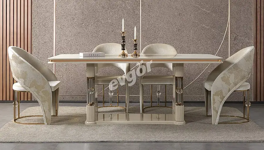 Lostar Krem Lüks Yemek Masası - 1
