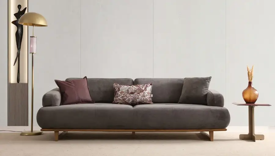Lotus Modern Gri Üçlü Koltuk - 1