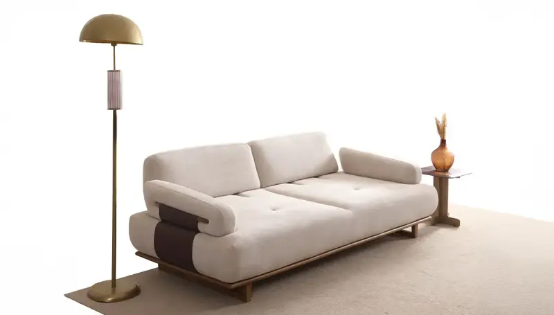 Lotus Modern Krem Üçlü Koltuk - 2