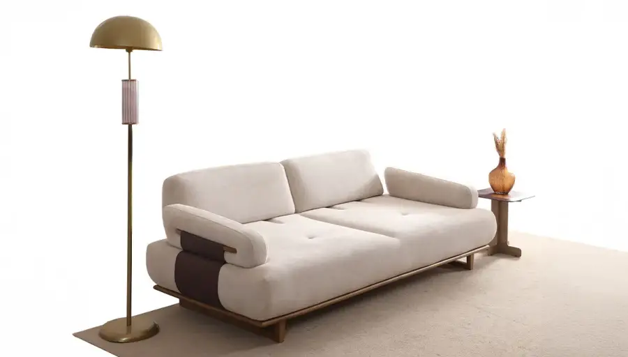Lotus Modern Krem Üçlü Koltuk - 2